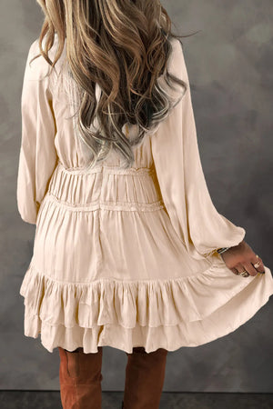 Frill Ruffled V-Neck Long Sleeve Mini Dress 03192ab2-e5e5-444c-b36f-86359f2aba00-Max Glownestbest