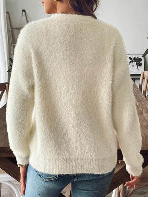 Button Up V-Neck Long Sleeve Cardigan 0328c43e-702b-4caf-b8a3-aa52c95d344e-Max Glownestbest