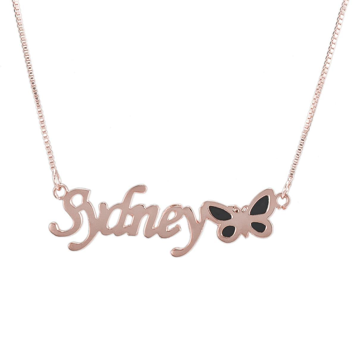 Noble Dazzling Butterfly Custom Name Necklace Rose gold 0332939f-a928-4598-951c-551553f0dbd4 Artshiney