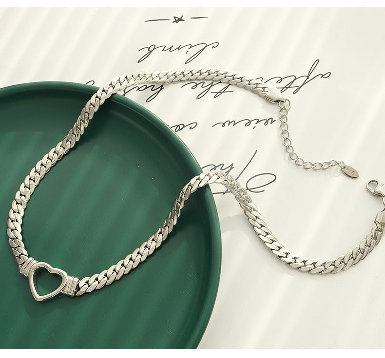 18K Gold Exquisite Hollow Heart Design Versatile Necklace Silver 0452ae57-68ad-48d9-9989-f134379173ef Artshiney