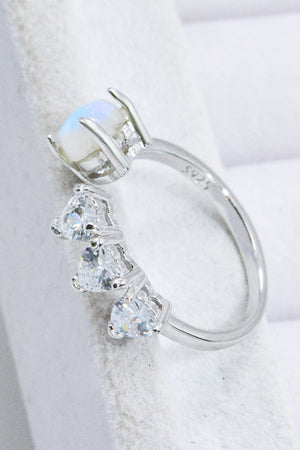 Natural Moonstone and Zircon Heart Open Ring 049b230f823b4fbfb80e59096c82bddb-Max Trendsi