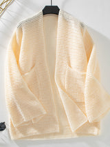 Open Front Long Sleeve Cardigan Cream 04d0b2a6-c51b-48ee-bd4c-172f17418b8e-Max Glownestbest