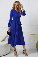 V-Neck Long Sleeve Tie Waist Midi Dress Royal Blue 04dcb2e343be41fc857e9f97fd1ddbe1-Max Glownestbest