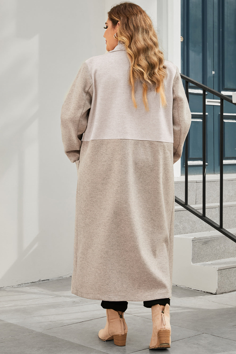 Glownestbest ® | Plus Size Collared Neck Buttoned Longline Coat 055f52a36cb84a88a72fd4032e9c95bd-Max Glownestbest