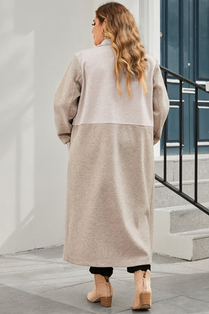 Glownestbest ® | Plus Size Collared Neck Buttoned Longline Coat 055f52a36cb84a88a72fd4032e9c95bd-Max Glownestbest