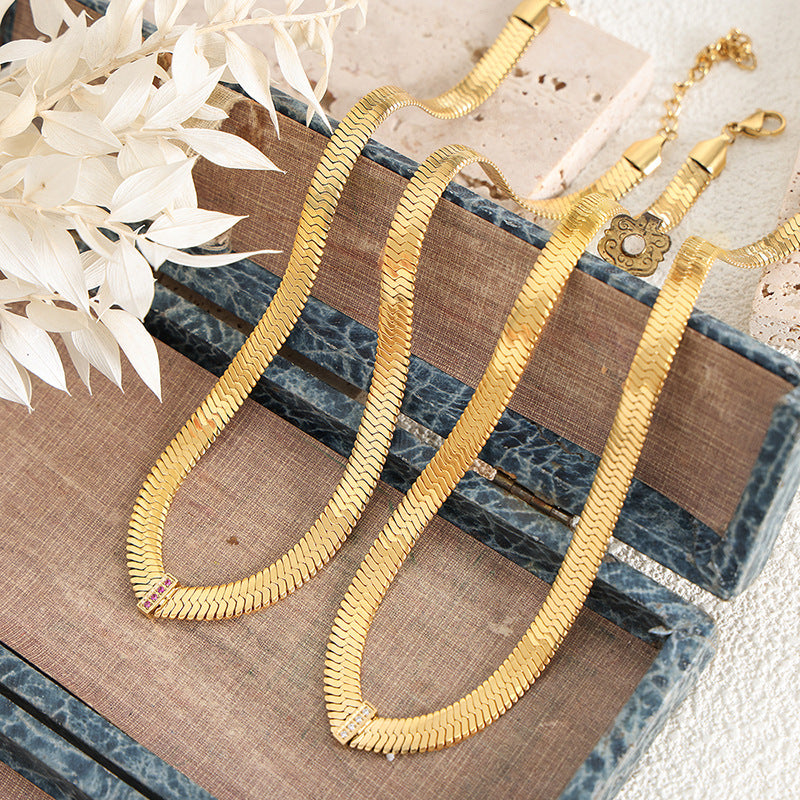 18K gold fashionable simple thick chain with zircon design hip-hop style necklace 060e49f9-2042-4fbd-8d46-d4e6ed266ff3 Artshiney