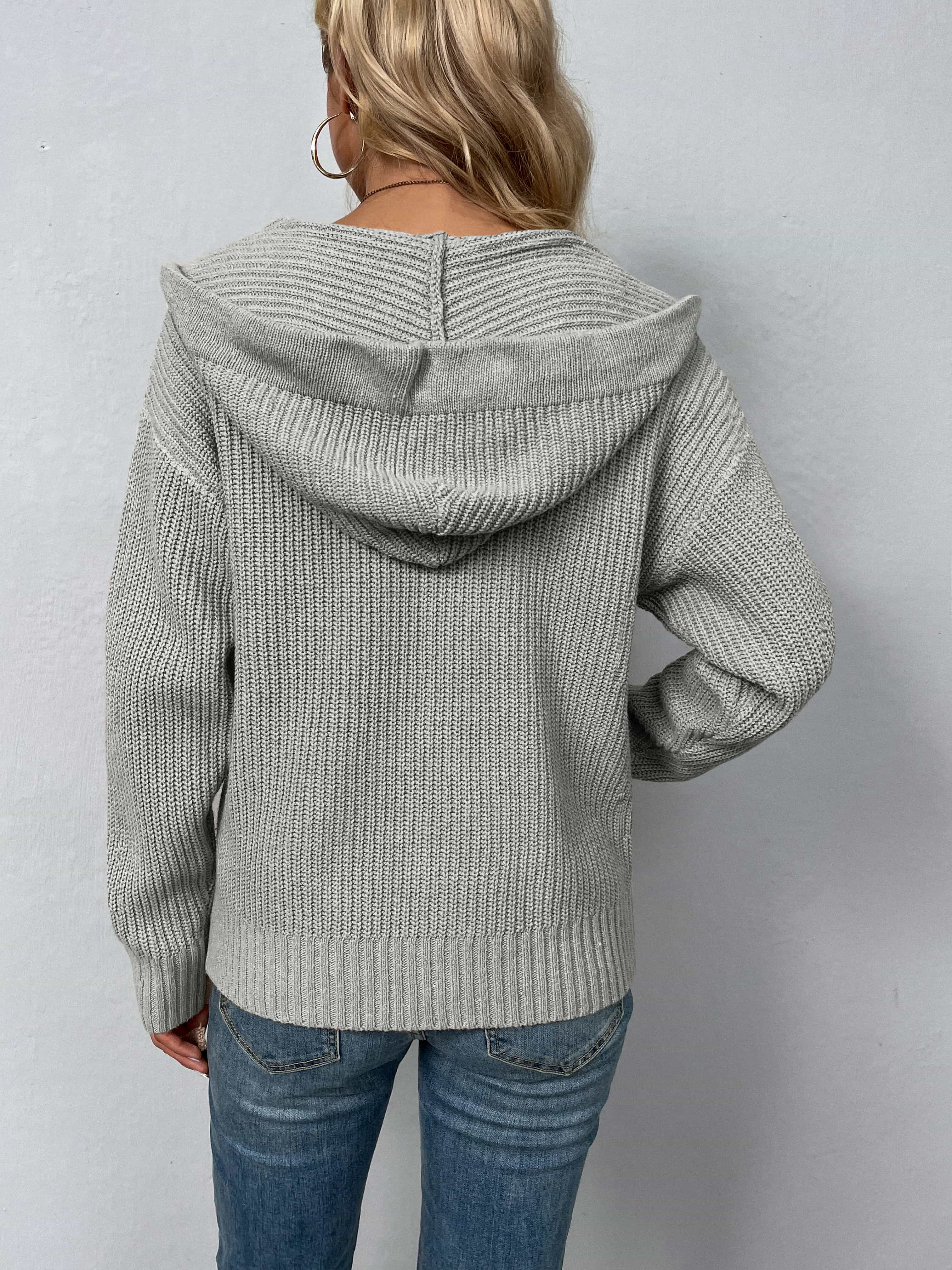 Zip-Up Drawstring Detail Hooded Cardigan 064d18c3c0634e54b687e2ced87c1dd5-Max Glownestbest