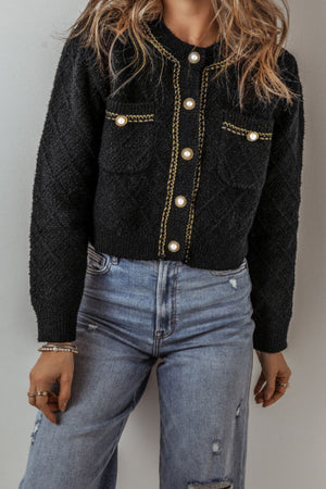 Round Neck Button Up Long Sleeve Cardigan 065b8a8a-fe0b-49f8-9314-cbb409ea5505-Max Glownestbest