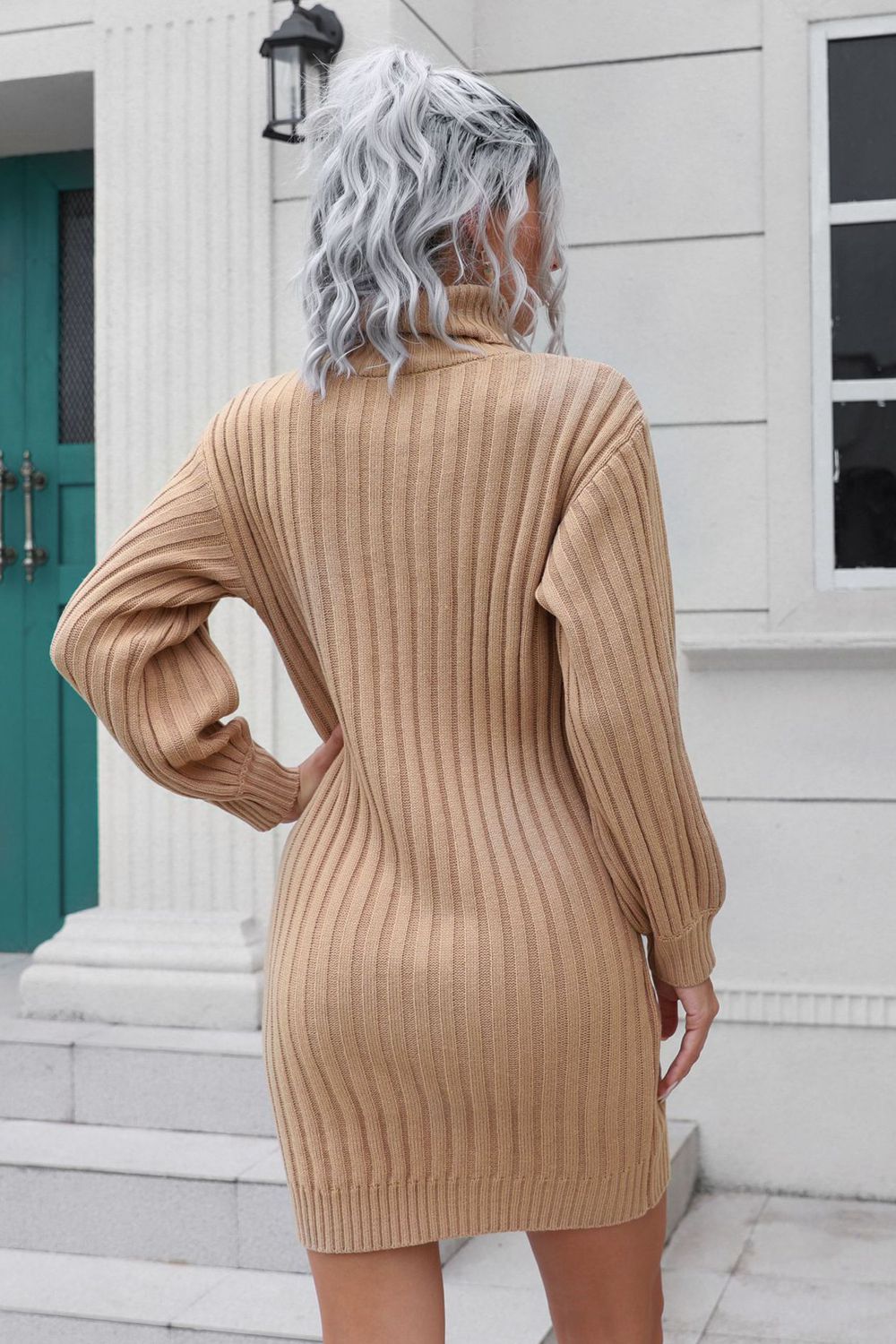 Ribbed Turtle Neck Long Sleeve Mini Sweater Dress 065dd3a79b4548e0b9263fdcbf28100f-Max Glownestbest