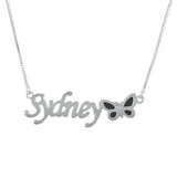 Noble Dazzling Butterfly Custom Name Necklace Silver 06cbf561-2415-46fc-bc93-8bead97a36a7 Artshiney
