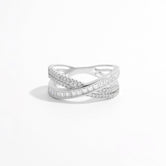 X Shape Inlaid Zircon 925 Sterling Silver Ring Silver 07344676-c33b-410f-bd64-de28674da71a-Max Trendsi