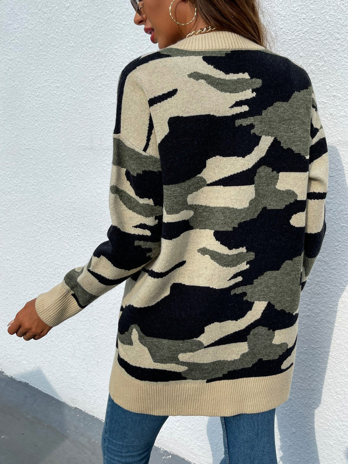 Camouflaged Dropped Shoulder Open Front Cardigan 073ad85a-03d2-430b-8a4d-407b79aa6810-Max Glownestbest