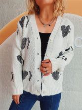 Heart Button Up Long Sleeve Cardigan White One Size 07884d78-db22-4a65-bbca-3a5844603704-Max Glownestbest