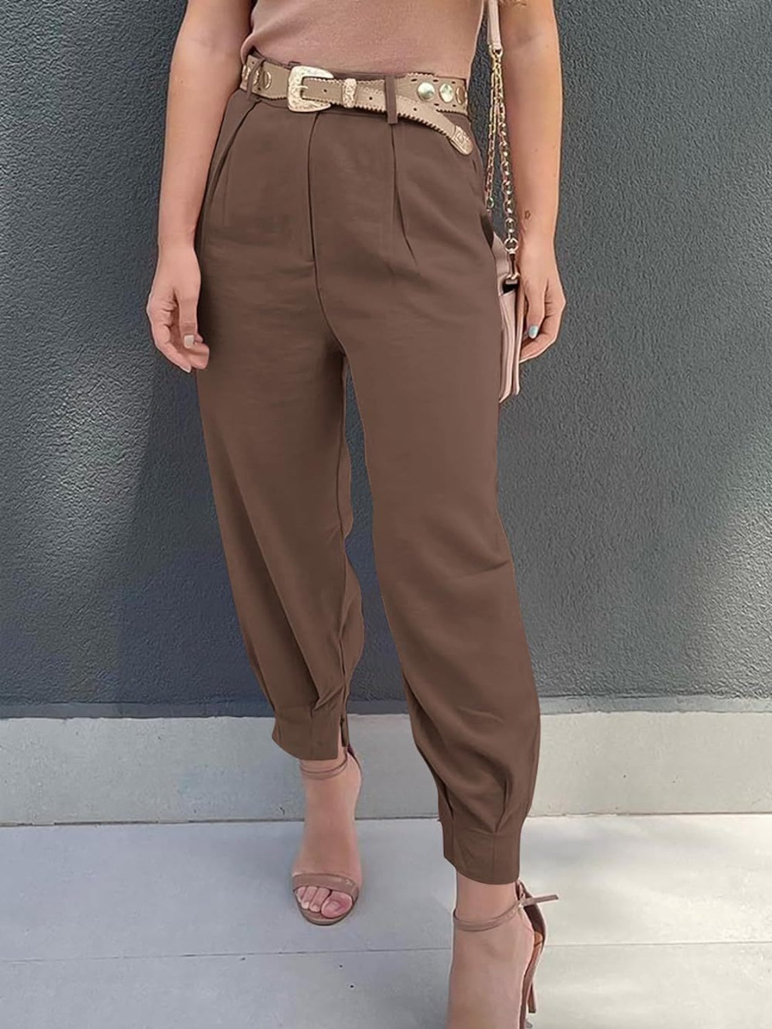 High Waist Cropped Pants 078e9491-947f-42f3-9997-45d61d35afbf-Max Trendsi