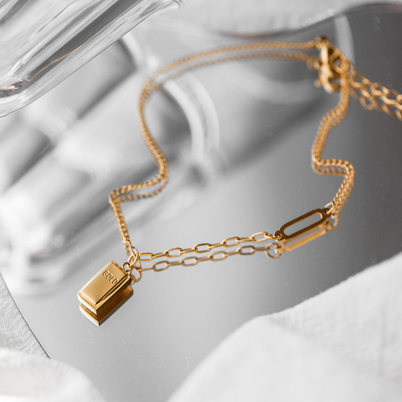 18K Gold Fashion Personality BRIC Gold Bar Design Versatile Anklet 081329d1-8e5c-481e-9bd9-6e6e82c38825 Artshiney