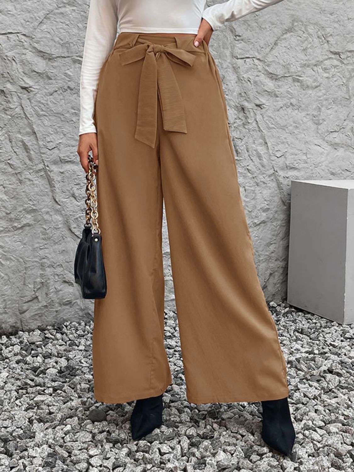 Perfee Tied High Waist Wide Leg Pants Caramel 084f7f99-3461-460f-9b1e-47848efd9c56-Max Trendsi
