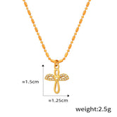 18K gold noble personality wings/hollow heart/arrow through the heart/umbrella/moon design light luxury style necklace Wing 08869291-6d9b-4ee6-8659-a1f8708ee25a Artshiney