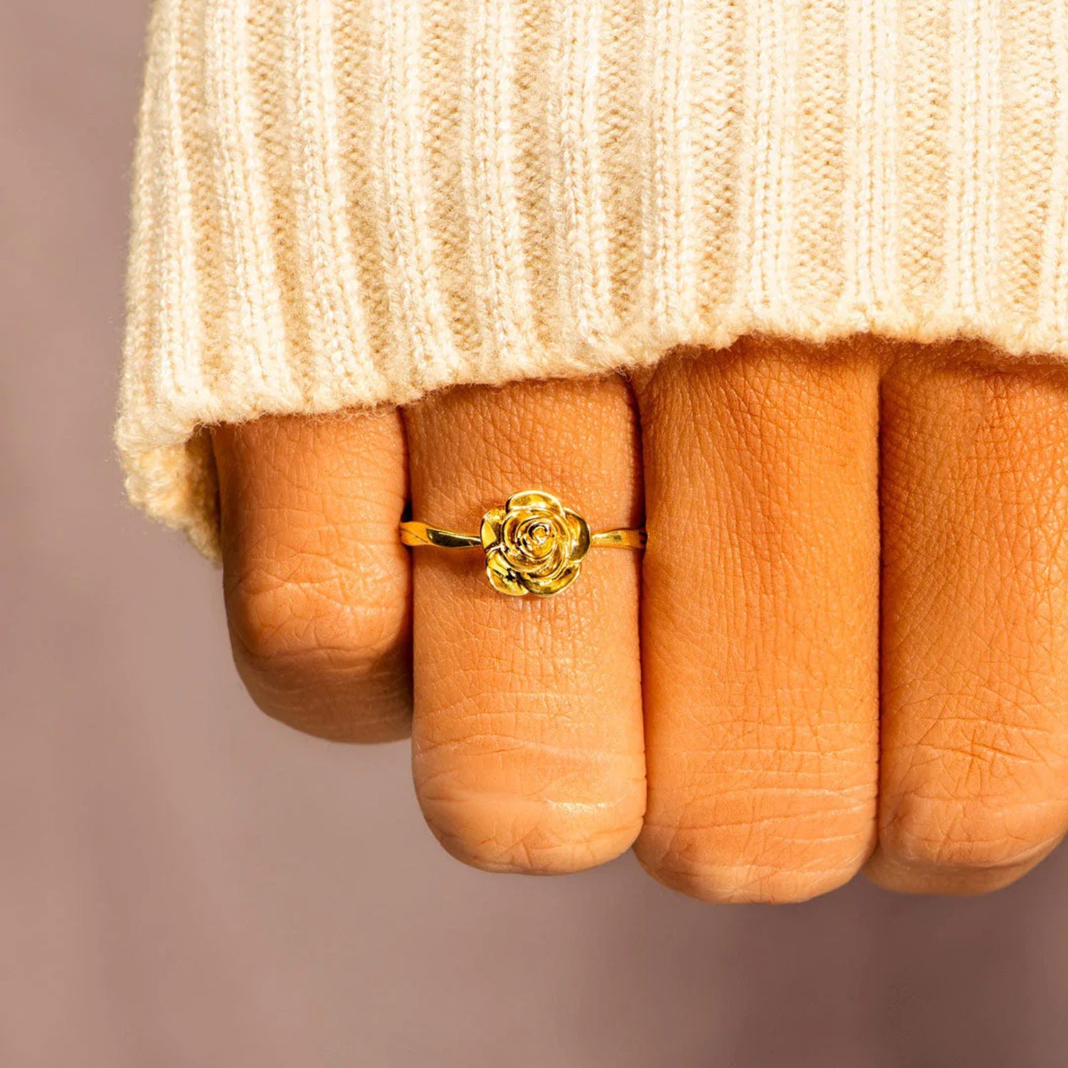 Rose Shape 18K Gold-Plated Ring 08b9a343-4df1-4c49-af65-dd42471f61c0-Max Trendsi