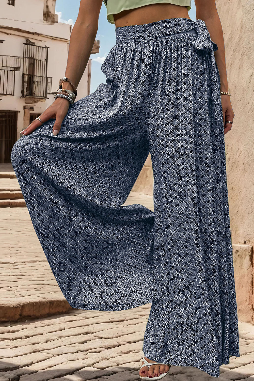 Perfee Printed Tied Wide Leg Pants 0901cfc7-9a29-457c-a431-be8c408d55c6-Max Trendsi