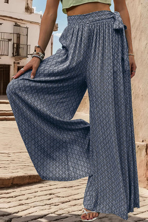 Perfee Printed Tied Wide Leg Pants 0901cfc7-9a29-457c-a431-be8c408d55c6-Max Trendsi