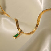 18K Gold Plated Green/White Baguette Zircon Pendant Necklace Green 095c5d54-c54c-4f58-8299-8573aa932075 Artshiney