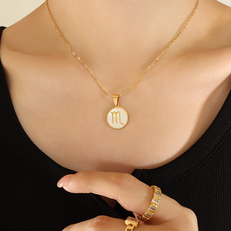 Exquisite Zodiac White Seashell Design Pendant Necklace Scorpio 0966d66b-1211-4e33-a96d-0520cfd472dc Artshiney