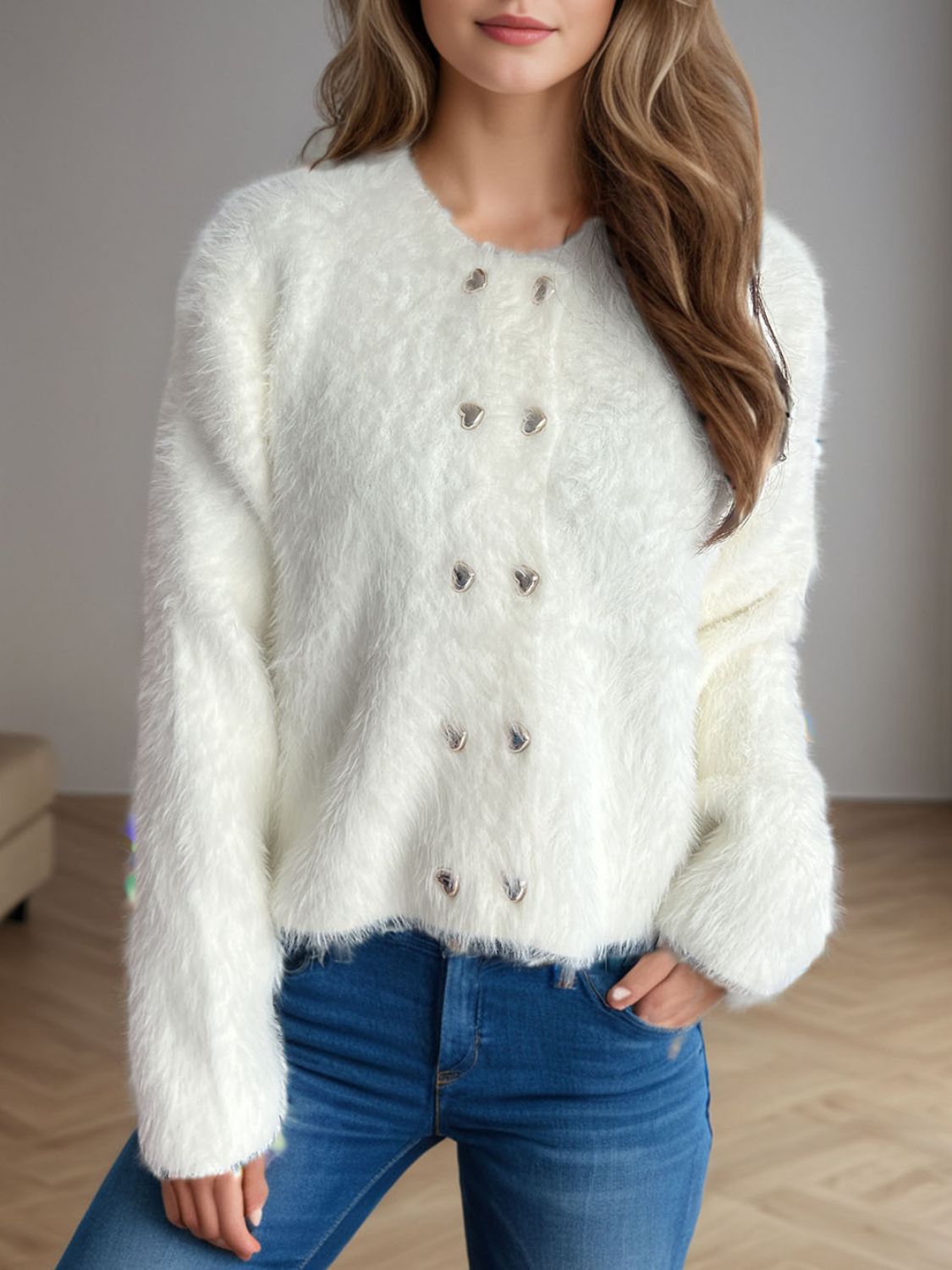 Heart Button Round Neck Cardigan 099d136b-a243-4586-8df9-d83581a38185-Max Glownestbest