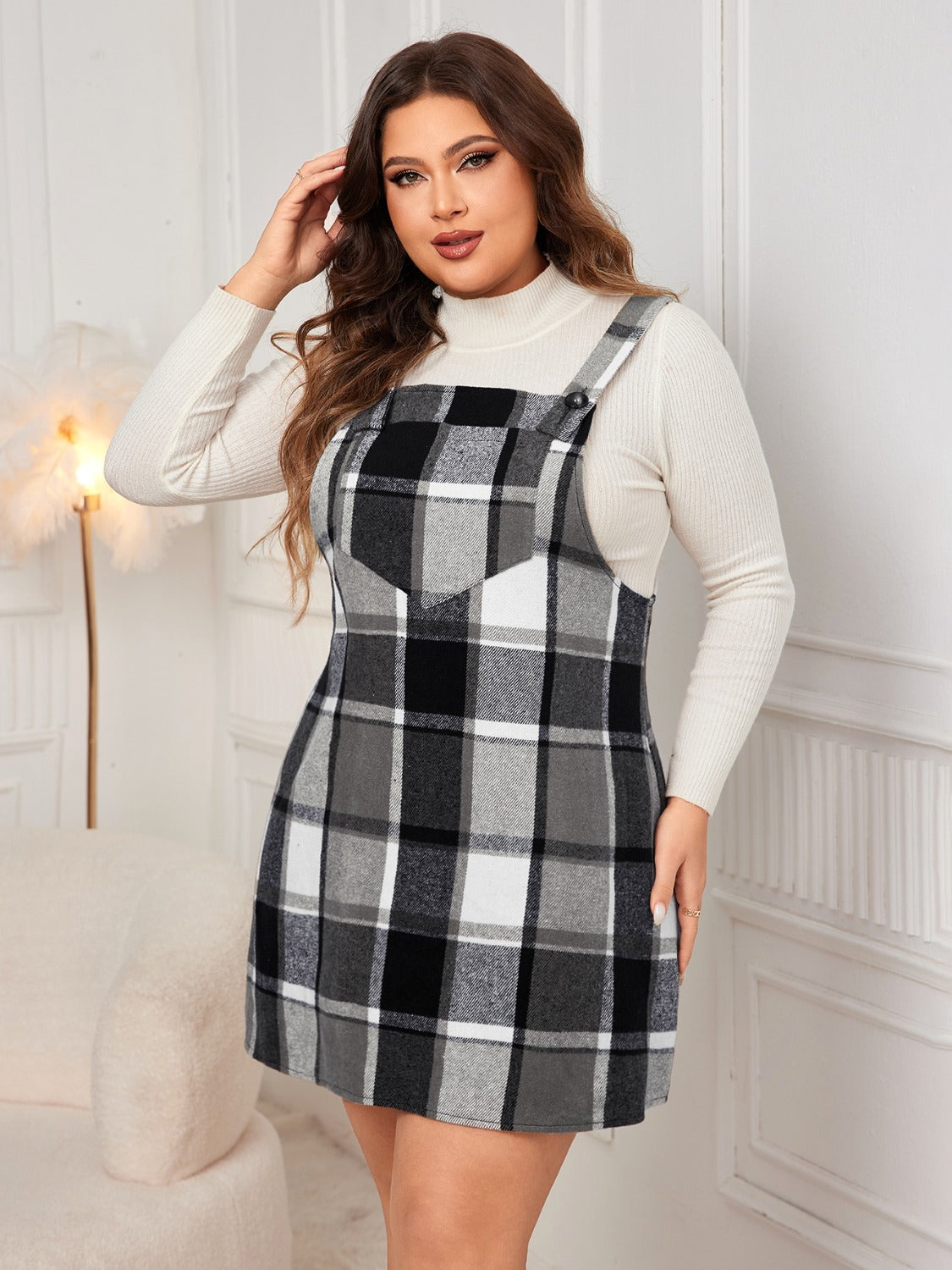 Honey Plus Size Plaid Wide Strap Overall Dress 09a6eb5d-a5f6-488e-81b4-9ab1fd6ef635-Max Glownestbest