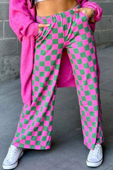 Checkered Wide Leg Pants Turquoise 09c6a9ad-2908-4b4d-95dd-b9065e518767-Max Trendsi