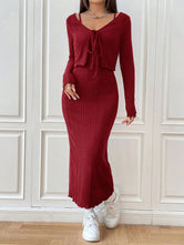 Cami Dress and Tied Long Sleeve Cardigan Set Burgundy 09d7af4a-d2c0-4dc5-a7d2-8fd0811556af-Max Glownestbest