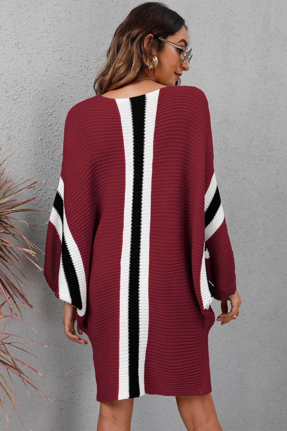 Ribbed Round Neck Long Sleeve Sweater Dress 0a4e4cefdf414056bc575fe2bb0c9e00-Max Glownestbest