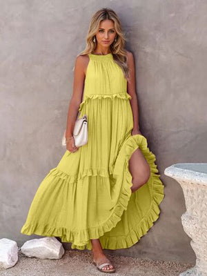 Ruffled Sleeveless Tiered Maxi Dress with Pockets 0a6ab8f0-3d25-4140-9566-23c334214529-Min Glownestbest