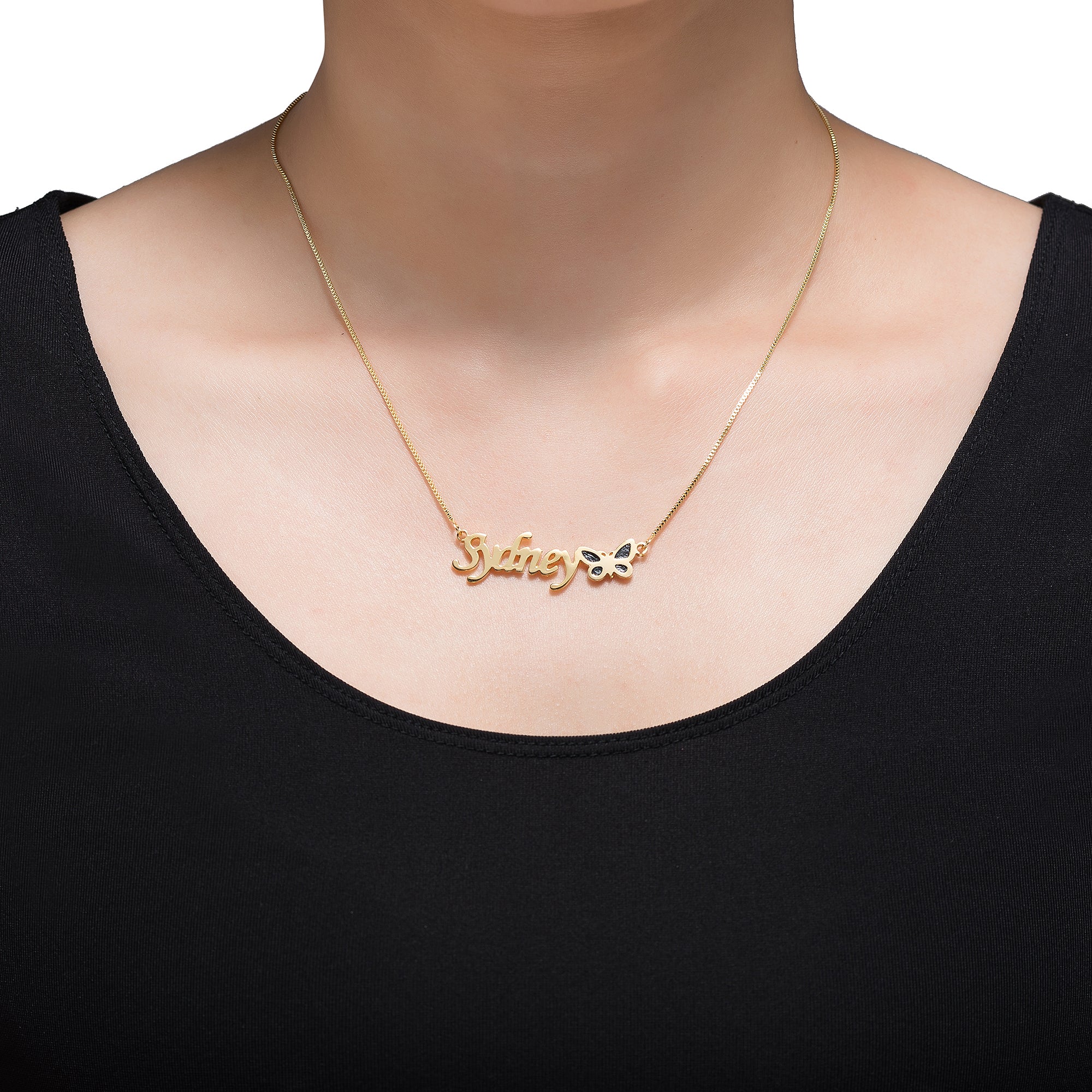 Noble Dazzling Butterfly Custom Name Necklace 0a94d99c-2238-4048-a0ab-69e3c9e0316d Artshiney