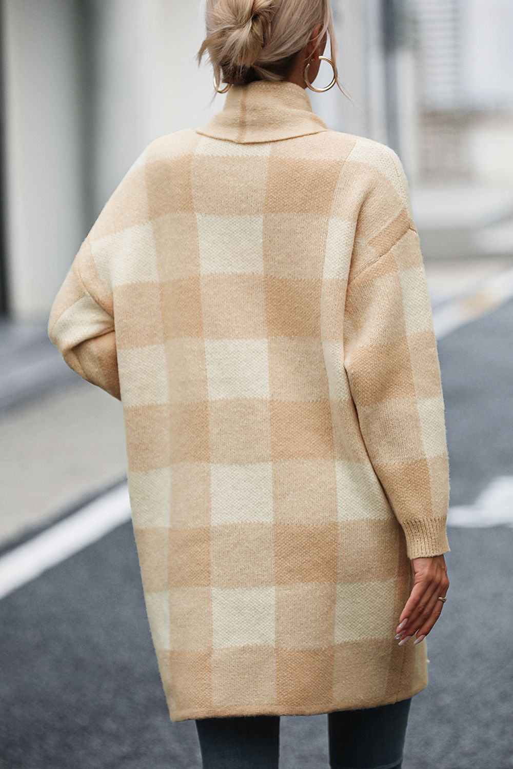 Glownestbest® | Plaid Dropped Shoulder Cardigan with Pocket 0ab42eeedded443a911738a1bcc82116-Max Glownestbest