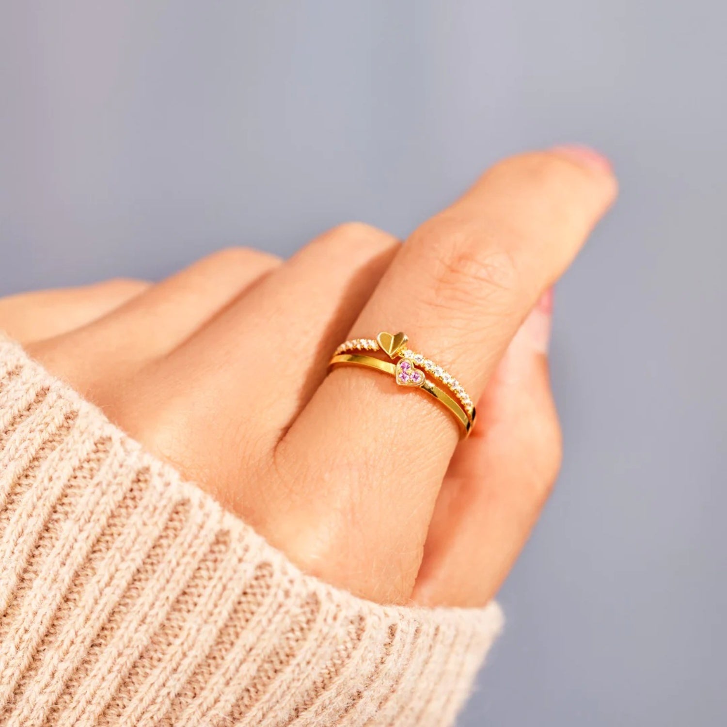 18K Gold-Plated 925 Sterling Silver Double-Layered Ring 0af05384-cf48-483e-aeee-003f52d9a787-Max Trendsi