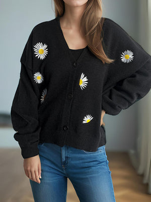 Daisy Button Up V-Neck Cardigan 0b06e416-cb9b-4d05-b188-336366187853-Max Glownestbest