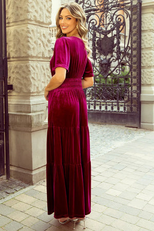 Tiered Notched Short Sleeve Dress with Pockets 0b31e977-9e4c-430c-a573-1d6b190f391e-Max Glownestbest