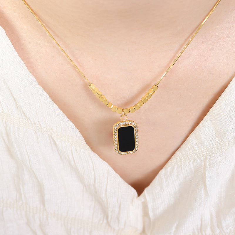 18K gold fashionable simple irregular baguette gem-set diamond and geometric square design versatile necklace 0b634e57-28ac-42d5-a6e0-2b4110a49935 Artshiney