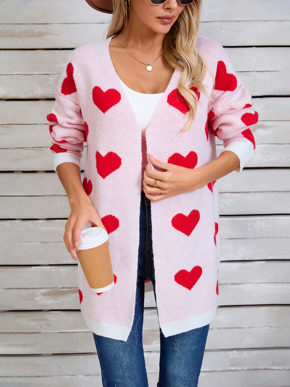 Heart Open Front Long Sleeve Cardigan Blush Pink 0bc7828f-b055-4c55-b13d-7c9a61ab218a-Max Glownestbest