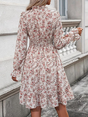 Ruffle Hem Floral Surplice Long Sleeve Dress 0bcfea1a-8d5d-4251-81ba-cf062b32a96a-Max Glownestbest
