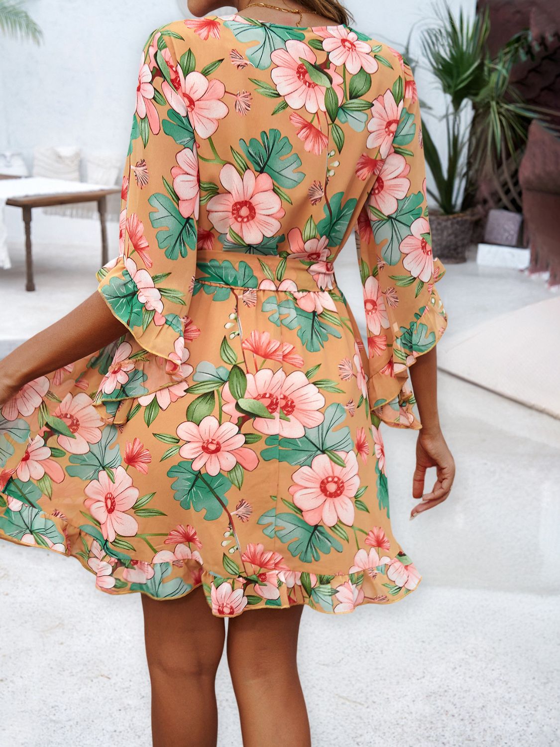 Devine Ruffled Printed Surplice Half Sleeve Mini Dress 0bd0415e-04db-4b5d-a38c-81d700cba6d4-Max Glownestbest