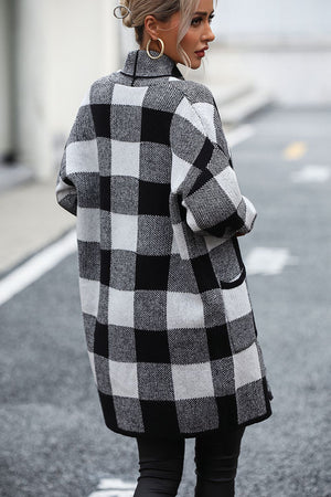 Glownestbest® | Plaid Dropped Shoulder Cardigan with Pocket 0c533d6a589246a28a219b2212f634c2-Max Glownestbest