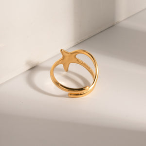Gold-Plated Stainless Steel Star Ring 0cfe327d-77bb-4a99-9f9b-4f90f41728bd-Max Trendsi