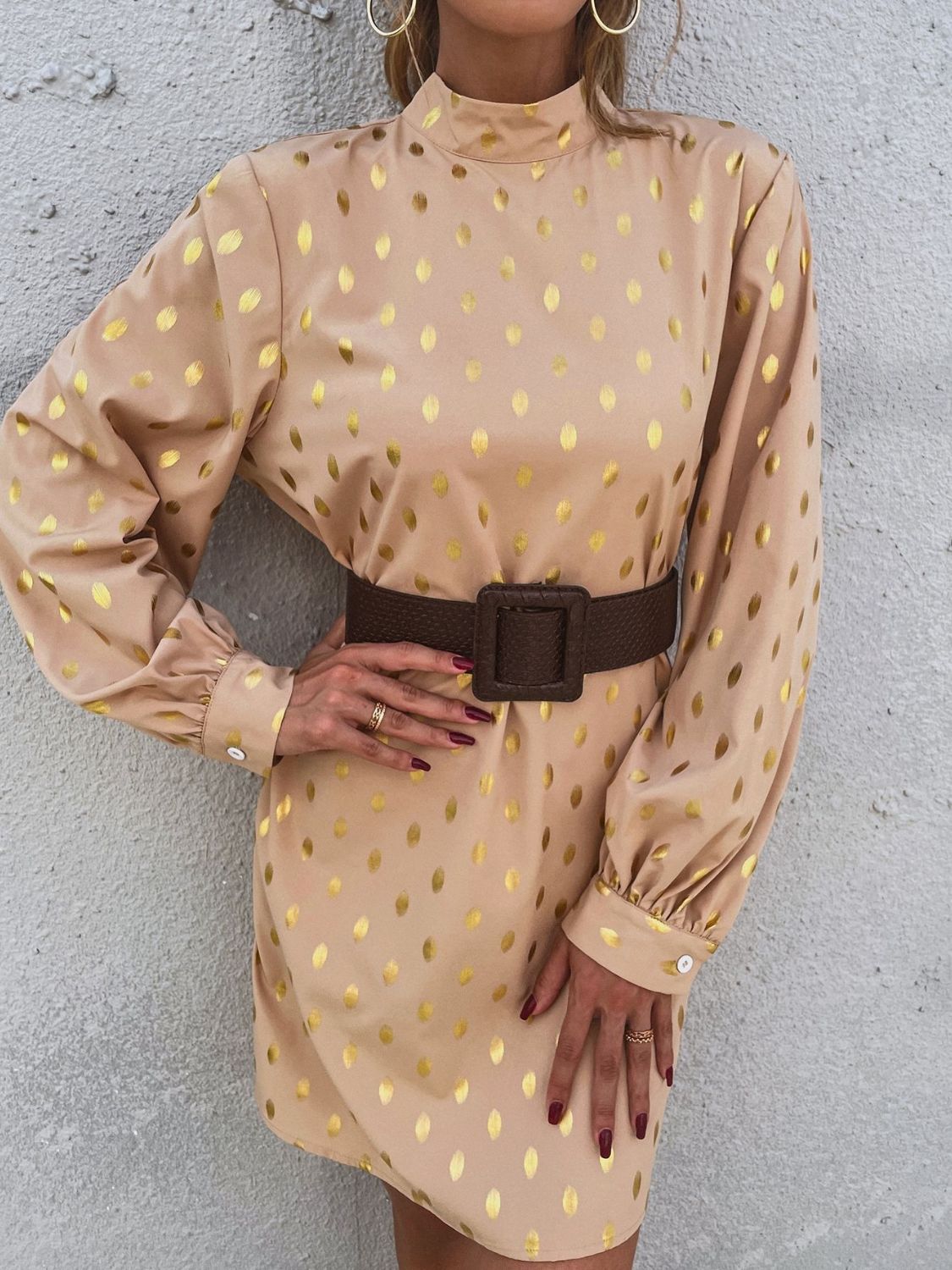 Printed Mock Neck Long Sleeve Mini Dress 0d58486c-2ede-4a76-b1f9-c4d09c5572dd-Max Glownestbest