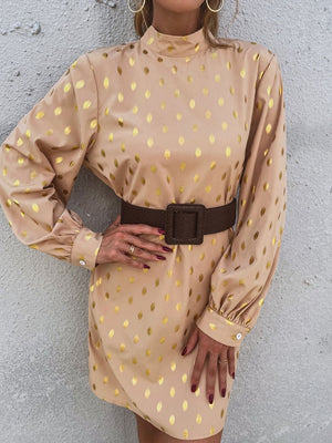 Printed Mock Neck Long Sleeve Mini Dress 0d58486c-2ede-4a76-b1f9-c4d09c5572dd-Max Glownestbest