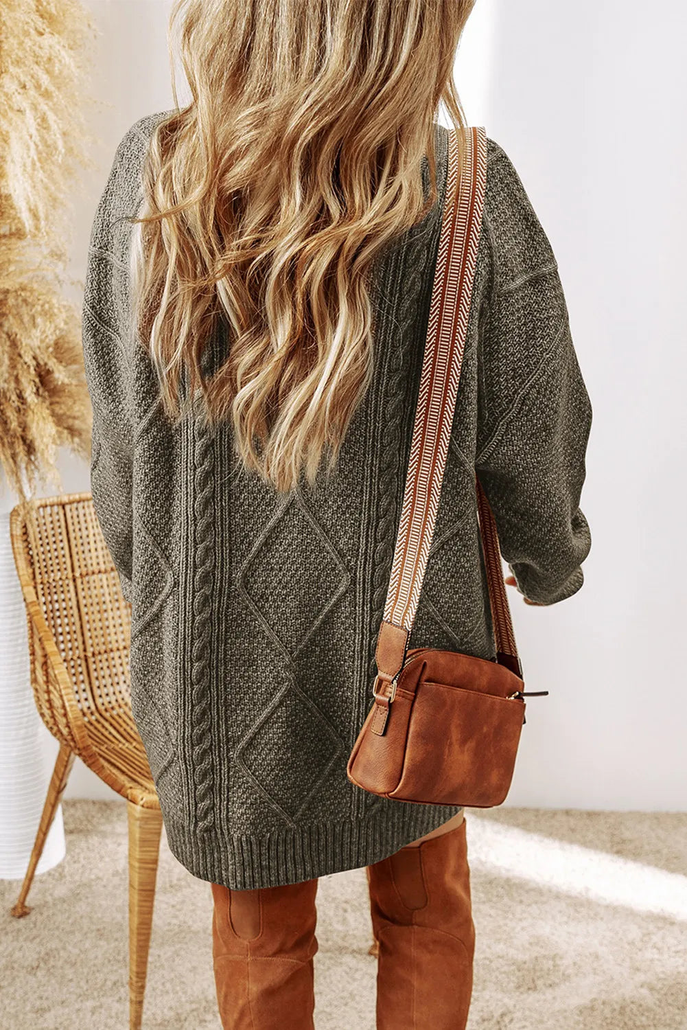 Cable-Knit Round Neck Sweater Dress 0e243e2b-3072-4327-b868-a19dda3a608a-Max Glownestbest