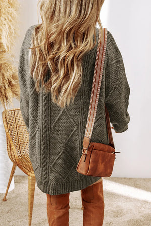 Cable-Knit Round Neck Sweater Dress 0e243e2b-3072-4327-b868-a19dda3a608a-Max Glownestbest