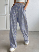 Drawstring Striped Elastic Waist Pants Blue 0e838ae3-9a5c-49cf-b334-2f1f930962c8-Max Trendsi
