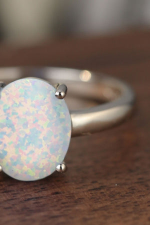 925 Sterling Silver Opal Solitaire Ring 0f2fc4a9763c41bd8adc2d93682941bd-Max Trendsi