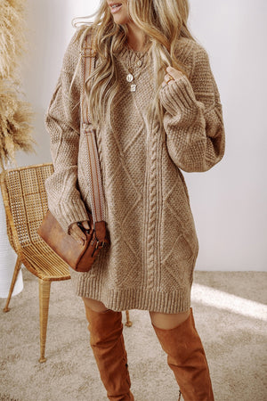 Cable-Knit Round Neck Sweater Dress 0f518554-d668-48be-b4e5-98a55bd2f3ca-Max Glownestbest
